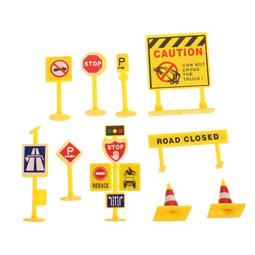 Abaodam 5 Mikro-landschafts-Verkehrsschild Szene Straßenschilder Dekoration Zeichen Miniatur Klein Mikrolandschaftsornament Verkehrsbeschilderungsmodell Yellow Plastik von Abaodam
