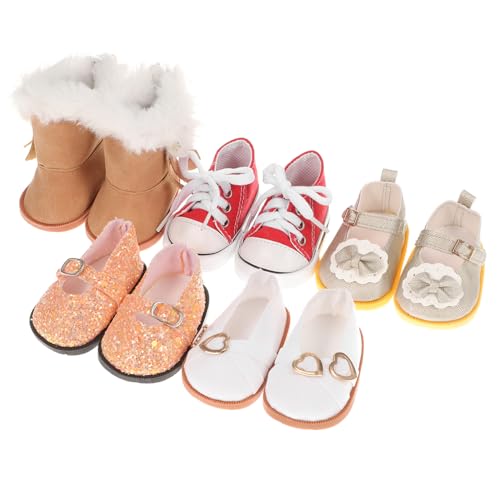 Abaodam 5 Paar Puppenschuhe Puppen dekorative Schuhe Puppenschuhe Puppe zarte Schuhe Puppen Dekor Schuhe Puppe Segeltuchschuhe Winzige Puppe Ersatzschuhe Miniatur Sammlerstück Schuhe Tuch von Abaodam