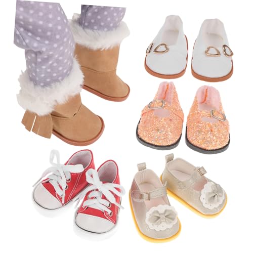 Abaodam 5 Paare Puppenschuhe Puppenspielzeugschuhe Schuhe für Puppen Puppenturnschuhe Puppenaccessoires Hochzeitskleidung für Puppen handgefertigte Stoffschuhe Schuhspielzeug von Abaodam
