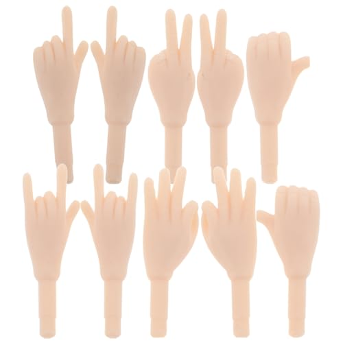 Abaodam Gefälschte Handteile Zur Puppenherstellung 5er-Pack Mini-hände Fingerhände Aus Kunststoff Handgesten-zubehör Hände-Set Beige Puppenhandteile von Abaodam