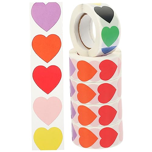 Abaodam 5 Rollen Aufkleberanhänger DIY Herzaufkleber Herzform Etiketten Aufkleber Zum Valentinstag Valentinstag Herzetiketten Blankoetiketten Aufkleber Versiegelungsaufkleber Aufkleber von Abaodam