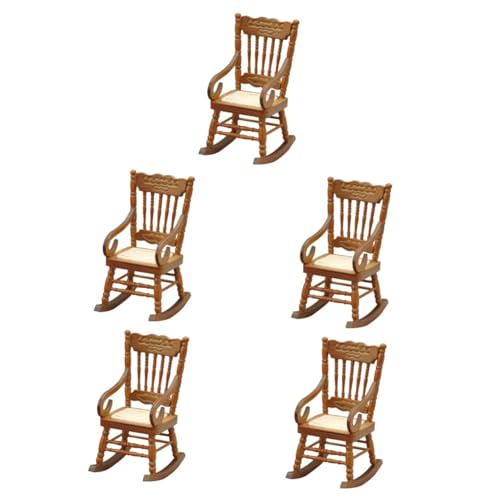 Abaodam 5 STK Mini-Sessel Schaukelpferd-Skulptur kleines Möbelmodell Modelle Handauflage entzückender Puppenhausstuhl Mini-Stuhl-Modell Jahrgang Kleiner Stuhl Schaukelstuhl Armlehne Birke von Abaodam