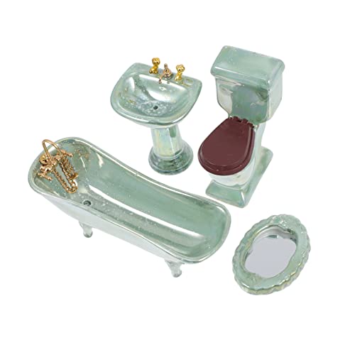 Abaodam 5 Sätze Badezubehör Haushaltsgegenstände Mini-Spielzeug Spielzeuge Möbel Modelle Miniaturmodell Mini-Badezimmer-Modell Keramik Kleines Lieferungen Spielzeugzimmer Badegeschirr von Abaodam