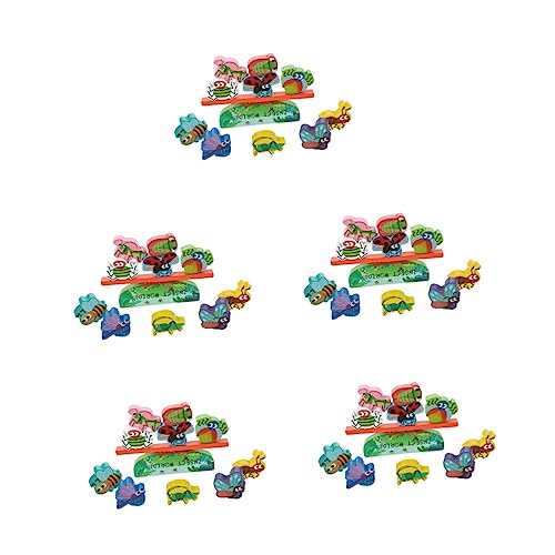 Abaodam 5 Sätze Balancieren Sie die Bausteine Holzspielzeug für Kleinkinder Gleichgewichtsspiel für Tiere interaktives Spielzeug Kinder holzspielzeug Kleinkindspielzeug Trainingsanzug von Abaodam