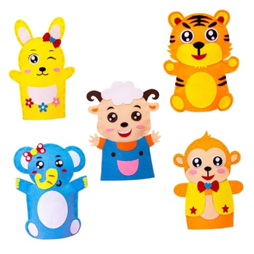 Abaodam Handpuppen 5-teiliges Handpuppen-Material-kit Lernspielzeug Für Kinder Vorgeschnittene Vorlagen Fantasie von Abaodam