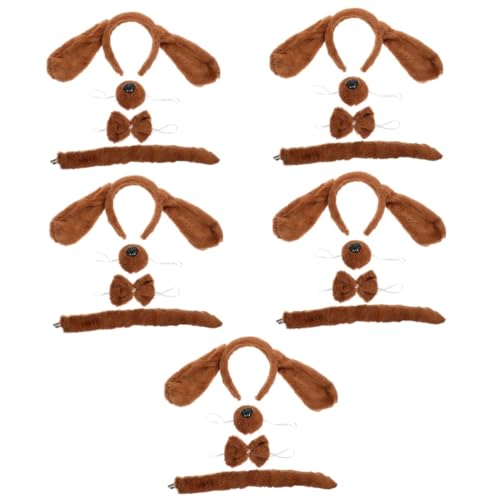 Abaodam 5 Sätze Hundebekleidung Hundenasenkostüme Kopfschmuck für Welpenohren Haarband Kinderkleider Haustierzubehör Kostüm für Kinder Hundeelement-Stirnband Foto-Requisiten niedlich Suite von Abaodam