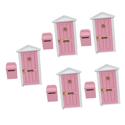 Abaodam 5 Sätze Mini Möbel Türen Spielset für Kinder Minitür Modelle Spielzeug Miniatur-Mailbox-Modell Modell mit spitzer Tür Puppenhaus hölzerne Tür schmücken Mikroszene von Abaodam