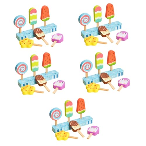 Abaodam 5 Sätze Simulations-EIS Babyblöcke Spielzeug Tea-Party-Spielzeug Mädchenspielzeug Kinderspielzeug Modelle Spielzeuge Foto-Requisite Eiscreme-Gastgeschenke EIS am Stiel Requisiten von Abaodam