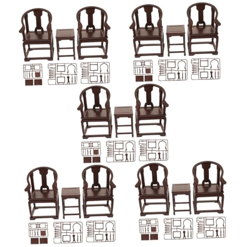 Abaodam 5 Sätze Simulationstisch Und Stuhl Sessel Form Spielhaus-Sessel Vintage-Puzzle Entwicklungsspielzeug Montagespielzeug Miniaturdekoration Klassisch Kind Plastik von Abaodam