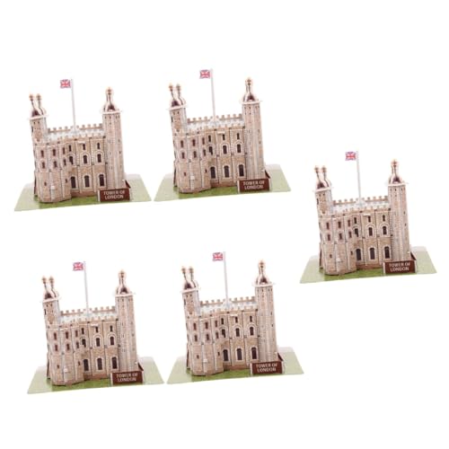 Abaodam 5 Sätze Tower of London-Puzzle 3D-gebäude-Puzzle Puzzle Für Erwachsene Architektonisches Rätsel London Tower-Puzzle Mechanisches 3D-Puzzle Aus Holz Papier Kind Gebaut Karton von Abaodam