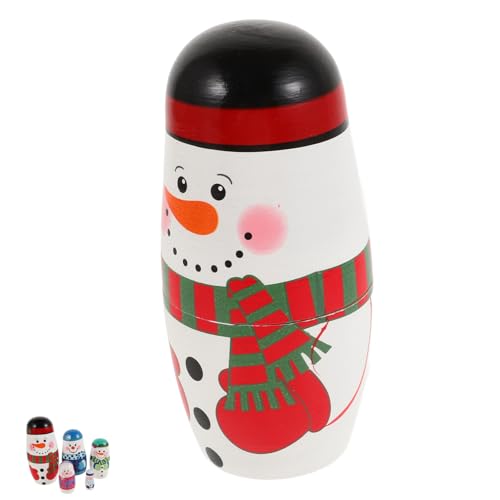 Abaodam 5 Schneemann-matroschka Schneemann-Puppe Nistpuppen Für Kleinkinder Stapel Nistpuppen Für Figuren Dekoration Ornament Weihnachts-nistpuppe Elf Fingerpuppen Hölzern von Abaodam