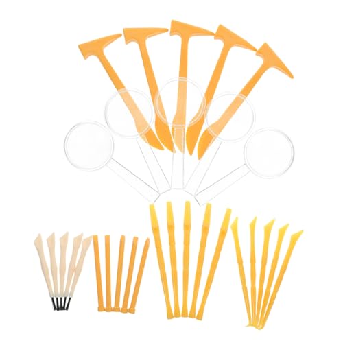 Abaodam 5 Sets Grabwerkzeuge Bürste Kleinkind Ausgrabungsset Gartengeräte Für Kleinkinder Grabspielzeug Dino Eier Grabset DIY Archäologisches Graben Kettensäge Orange PVC von Abaodam