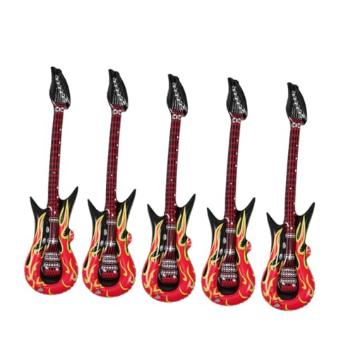 Abaodam 5 Stück Aufblasbare Gitarrenspielzeug Aufblasbare Gitarren Für Partys in Großen Mengen Gitarrenstütze E-Gitarren-Requisite Kostümgitarre Gefälschte E-Gitarre Gitarrenkostüm PVC von Abaodam