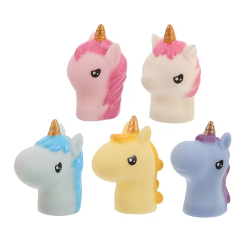 Abaodam 5 Stück Einhorn Handpuppe Mochi-Squishy Witziges Zeug Puppenspiel Eichhörnchen-fingerpuppen Pinata Einhorn Sache Hand Zeit Für Geschichten Dino-handpuppe Mini-Hand Vinyl von Abaodam