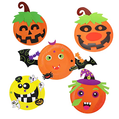 Abaodam 5 Stück Halloween Fun Cartoon Papp Teller Pappteller Handwerkskunst Halloween-DIY-pappteller-Material Aufkleber Für Pappteller Zum Selbermachen Aufkleber Aus Pappteller Papier von Abaodam