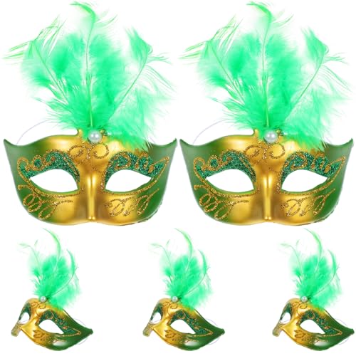Abaodam 5 Stück Kleine Prinzessinnenmaske Masken Maske Maskerade Kostüm Glühstäbe Mini- Maske Kreative Minimaske Party-puppen-maske Halloween-puppenmaske Puppenmaske Feder Green von Abaodam