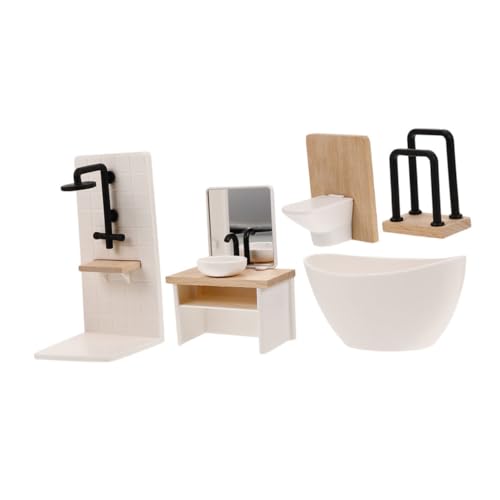 Abaodam 5 Stück Maßstab Puppenhaus Möbel mit Realistischem Duschraum Badewanne Toilette Waschbecken und Handtuchhalter Kompakt Detailreich für Rollenspiele und Dekoration Abaodam 5 Stück Maßstab Puppenhaus Möbel mit Realistischem Duschraum Badewanne Toilette Waschbecken und Handtuchhalter Kompakt Detailreich für Rollenspiele und Dekoration von Abaodam