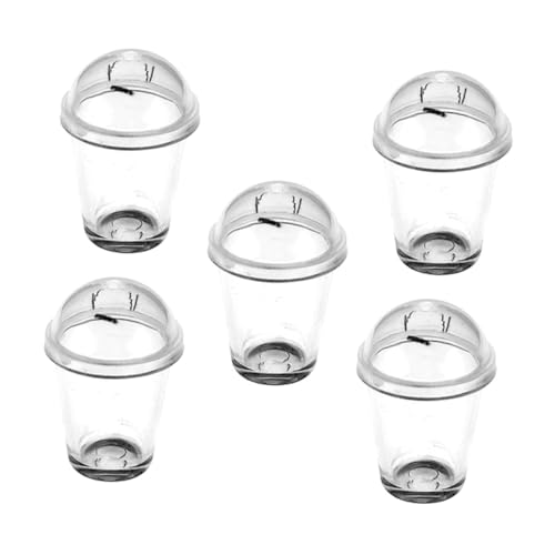 Abaodam 5 Stück Mini Haus Zubehör Miniatur Becher mit Klarem Design Milchtee und Kaffeetassen Modell mit Trinkhalm Dekoration für Mikro Landschaft Fotorequisiten und Schreibtisch von Abaodam