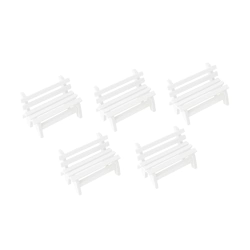 Abaodam 5 Stück Miniatur Holzbank Dekoratives Mini Gartenmöbel Fotorequisite Handgefertigt Weiß Für Puppenhaus Landschaftsdekoration Desktop von Abaodam