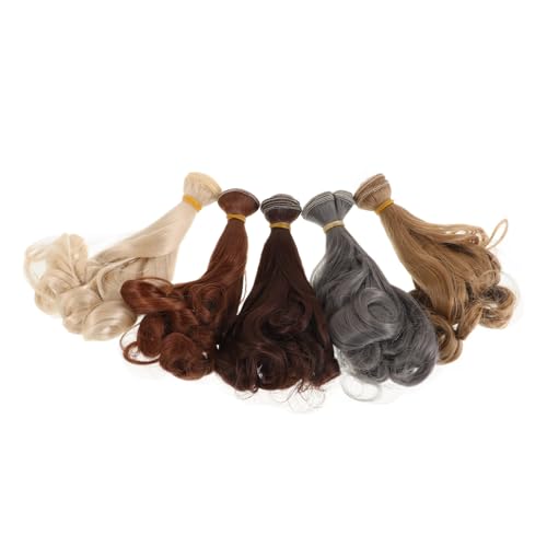 Abaodam 5 Stück Perücke Haarreihe puppenperücken Bjd-Puppen männlich Puppenhaare basteln lockiges Puppenhaar Puppenhaartressen Haare für Puppen bjd perücke Hochtemperaturdraht von Abaodam