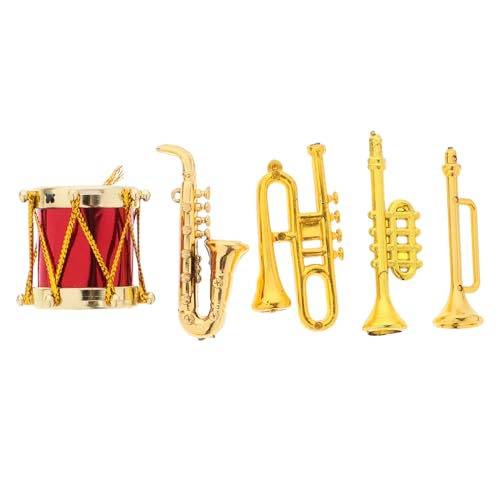 Abaodam 5 Stück Puppen Musikinstrument Miniatur Musiktrompete Mini Instrumente Musikinstrumente Mini Ranken Für Puppenhaus Musikinstrument Puppenhaus Altsaxophon Goldener von Abaodam