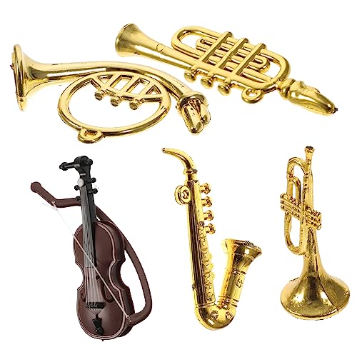 Abaodam 5 Stück Puppenhaus Miniatur Musikinstrumente Leichte Glatte Oberflächen Detailreiche Miniatur Violine Saxophon Trompete für Puppenhaus Dekoration Abaodam 5 Stück Puppenhaus Miniatur Musikinstrumente Leichte Glatte Oberflächen Detailreiche Miniatur Violine Saxophon Trompete für Puppenhaus Dekoration von Abaodam