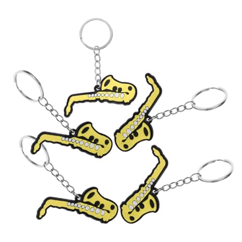 Abaodam 5 Stück Saxophon-charme Schlüsselkette Schlüsselanhänger Drehbar Schlüsselring Mit Schnellverschluss Schlüsselzubehör Schlüsselband Schlüsselanhänger Aus Yellow Pvc von Abaodam