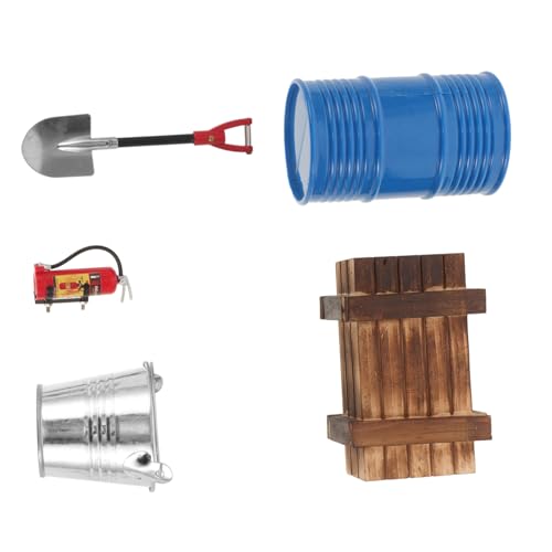 Abaodam 5stücke Crawler Auto Zubehör Teiliges Mini Feuerlöscher Ölfass Holzbox Schaufeln Wasserbehälter Realistische Dekoration Für Rc Fahrzeuge Sicher Und Langlebig Blau von Abaodam