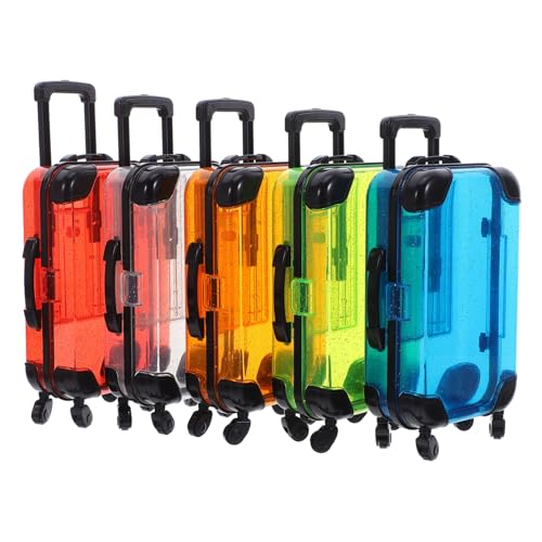 Abaodam 5 Stück Spielkoffer Rollenkoffer Trolley Mini Gepäck Simulation Spielzeugbehälter Mini Koffer Trolley von Abaodam