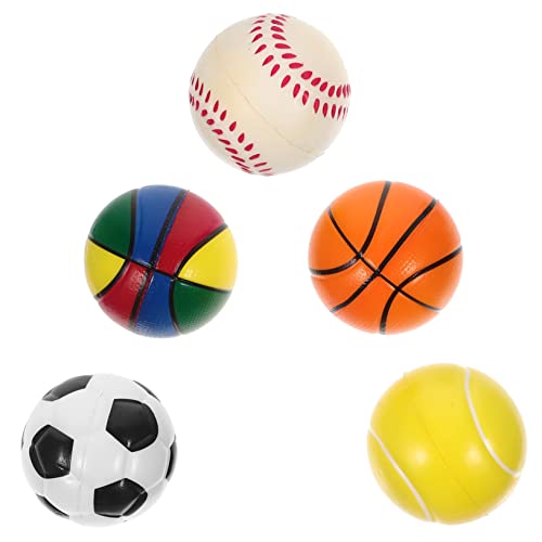 Abaodam 5 Stück Stressbälle Sportbälle für Geburtstagsfeiern Schule und Freizeitaktivitäten Basketball Fußball Tennis Baseball und Bälle Perfektes für Stressabbau und Spaß von Abaodam