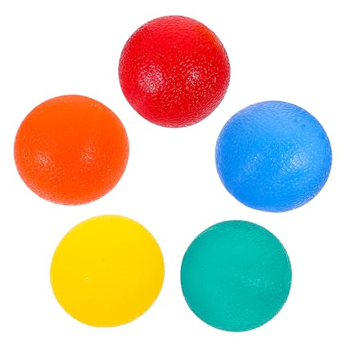 Abaodam 5 Stück Stressball Bunte Squeeze Bälle Silikon für Stressabbau Handtraining und Entspannung als Partygeschenk für Reisen Gelb Orange Rot Blau Grün von Abaodam
