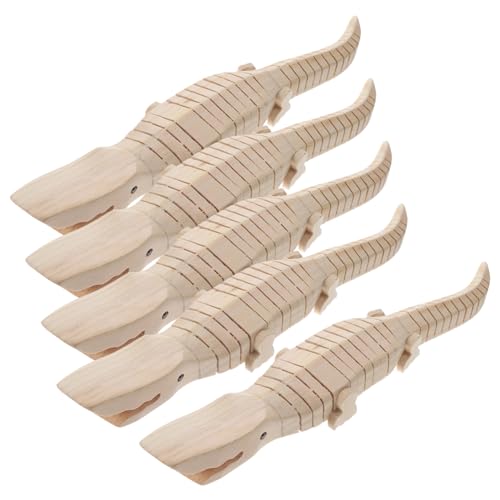 Abaodam 5 Stück Teiliges Holz krokodilspielzeug Realistisches Bemalbares DIY holzmodell Robustes Sich Bewegendes Tier Kindgerechtes Bastelset für Kreative Freizeit von Abaodam