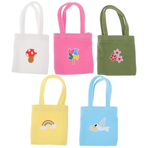 Abaodam 5 Stück Teiliges Mini Canvas Handtaschen Bunte Puppen-Schultertaschen aus Robustem Canvas Langlebige Dollhouse Accessoires für Puppen-Spiel und Dekoration Abaodam 5 Stück Teiliges Mini Canvas Handtaschen Bunte Puppen-Schultertaschen aus Robustem Canvas Langlebige Dollhouse Accessoires für Puppen-Spiel und Dekoration von Abaodam