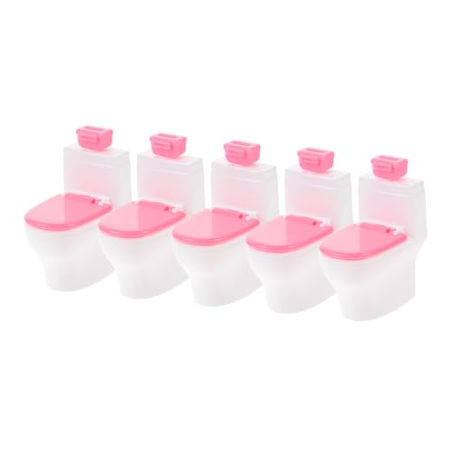 Abaodam 5 Stück Teiliges Miniatur Puppenhaus Badezimmer Realistische Mini Toilette Puppenmöbel Zubehör Kindgerechtes Leichtes Design für Kreative Rollenspiele und Puppenhaus Dekoration von Abaodam