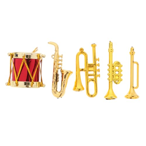 Abaodam 5 Stück Teiliges Musikinstrument Klassische Saxophon Trompete Flöte Schlagzeug für Puppenhaus Dekoration für DIY Miniaturprojekte Abaodam 5 Stück Teiliges Musikinstrument Klassische Saxophon Trompete Flöte Schlagzeug für Puppenhaus Dekoration für DIY Miniaturprojekte von Abaodam