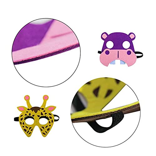 Abaodam 5 Stück Teiliges Tierfilzmasken Cosplay Masken für Party und Aufführung Niedliche Tiergesichter Elefant Tiger Flusspferd Giraffe Zebra Lustige Verkleidung von Abaodam