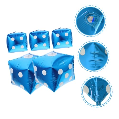 Abaodam 5 Stück Teiliges Würfel Folienballons Würfelform Blau Partydekoration für Themenpartys Faschingsfeier Fotohintergrund von Abaodam