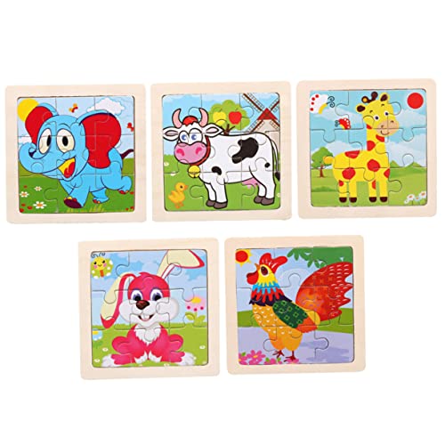 Abaodam 5 Stücke Pädagogisches Puzzles Kid Puzzles Lustige Puzzle Frühe Bildung Cartoon Tier Puzzle Holz von Abaodam