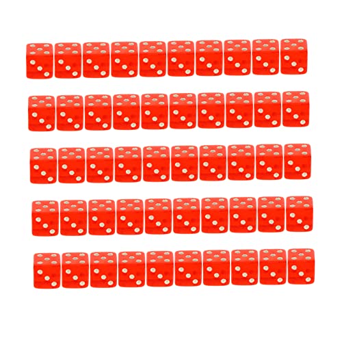 Abaodam 50 Stück Kernflaggenwürfel houseparty Party Games настольная игра Gaming Equipment Unterhaltung 6-seitiger Würfel Punkte Würfel Tischspielwürfel Würfel Acryl rot von Abaodam