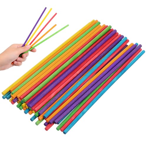 Abaodam 50 Stück Rhythmusstäbe Aus Holz Für Kleinkinder Jungen Und Mädchen Sensorische Stäbe Bunte Musikinstrumente von Abaodam