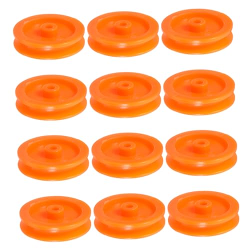 Abaodam 50 Stück Riemenscheibe aus Kunststoff Stummschmelze für DIY mechanische Riemenscheiben Konstruktionsspielzeug DIY Modell Spielzeugrad Kabelzug-Kit Seilrolle Plastik Orange von Abaodam