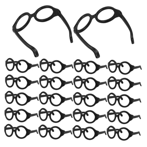 Abaodam 50 Stück Rundrahmen Puppenbrille Kunststoff Doll Glasses für Puppenhaus Zubehör Leicht Modisch Bruchsicher zum Basteln und Dekorieren von Puppenaccessoires von Abaodam