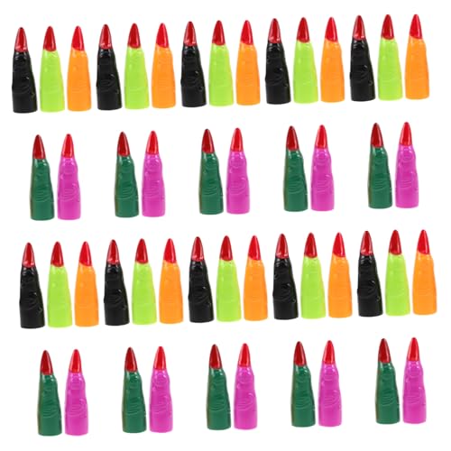 Abaodam 50 Stück Teiliges Bunte Plastik Hexenfinger Nagelüberzüge Vielseitig für Halloween Kostüm Cosplay Party Einfach Anzuwenden Schützende Fake Nails in Orange Violett Grün Schwarz von Abaodam