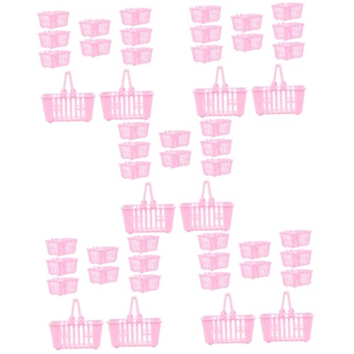 Abaodam 50 Stück Puppenhaus Einkaufskorb Mini- -aufbewahrungskorb Puppenhaus-minikorb Für Kinder Mini-einkaufskorb Für Kinder Kinderkorb Kleiner Korb Einkaufen Miniatur Rosa Plastik von Abaodam