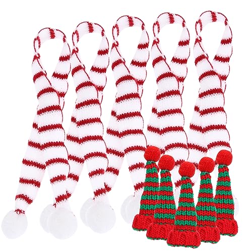 Abaodam 5sätze Mini Weihnachtsmütze Und Schal Teiliges Für Flaschen Und Baumdekoration Aus Weichem Strickmaterial Für Bastelprojekte Und Festliche Anlässe von Abaodam