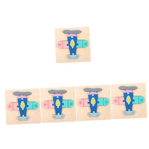 Abaodam 5St 3D-Schnapppuzzle Kleinkind-Puzzle Kinderspielzeug Lernpuzzle Puzzle-Spielzeug aus Holz Flugzeug Puzzleteile Schnalle Dreidimensionales Puzzle Bretter hölzern von Abaodam