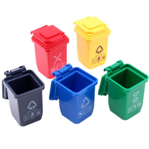 Abaodam 5St Puppenhaus Mini Sortiermülleimer für kinderspielzeug Mini-Mülleimer Bausatz scheibengardinen Modell Einer Miniatur-Mülltonne Spiel zum Sortieren von Müll Abs von Abaodam