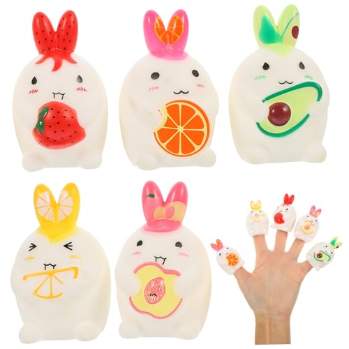 Abaodam 5st Kaninchen-fingerpuppe Eltern-Kind- Fingerpuppen Für Kleinkinder Zum Geschichtenerzählen Für Puppen Zum Geschichtenerzählen Hasenpuppen Weiches Gummi von Abaodam