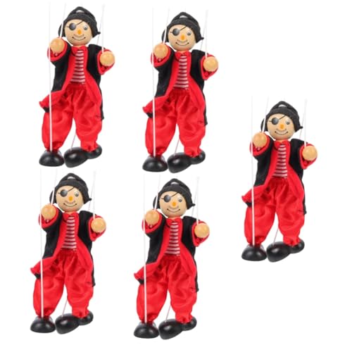 Abaodam 5st Marionette Puppen Für Kinder Juguetes Adultos Erwachsenenpuppe Für Jungs Kinderspielzeug Spielzeug Für Kinder Clown-Puppen Bauchredner Pirat Holz von Abaodam