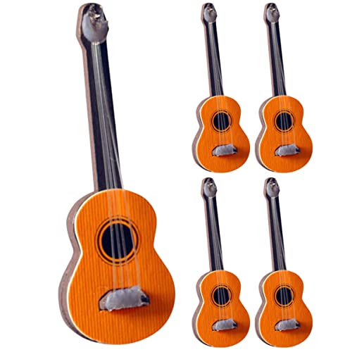 Abaodam Modisches Mini-gitarrenmodell-Set 5-teiliges Miniaturinstrument Für Die Puppenhausdekoration Kinderfreundliches Spielzeug von Abaodam